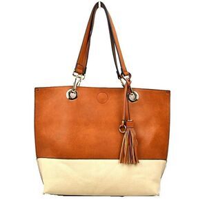2N1 Two-tone Tassel Tote with Pouch